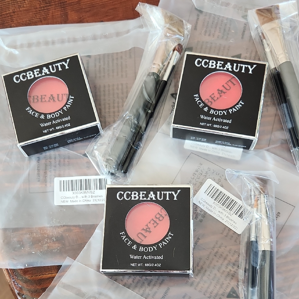 Red Face & Body Paint ☆ 3 each ☆ w/brushes ☆ BRAND New ☆ THREE reds ☆ Face Body